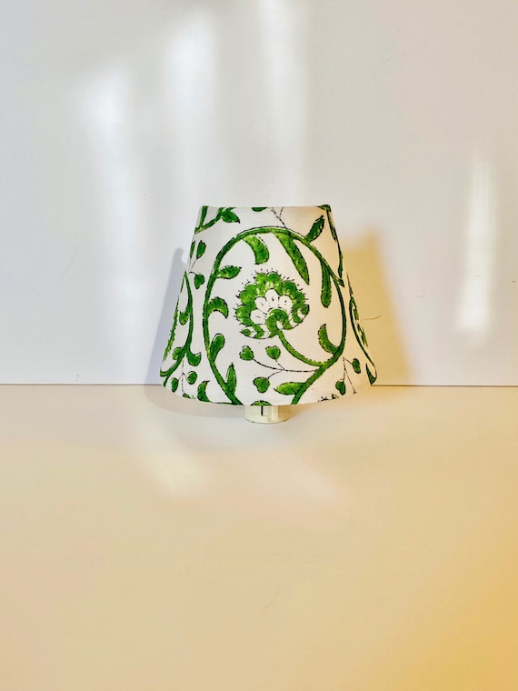 MADE TO ORDER Green Block Print Fabric Night Light