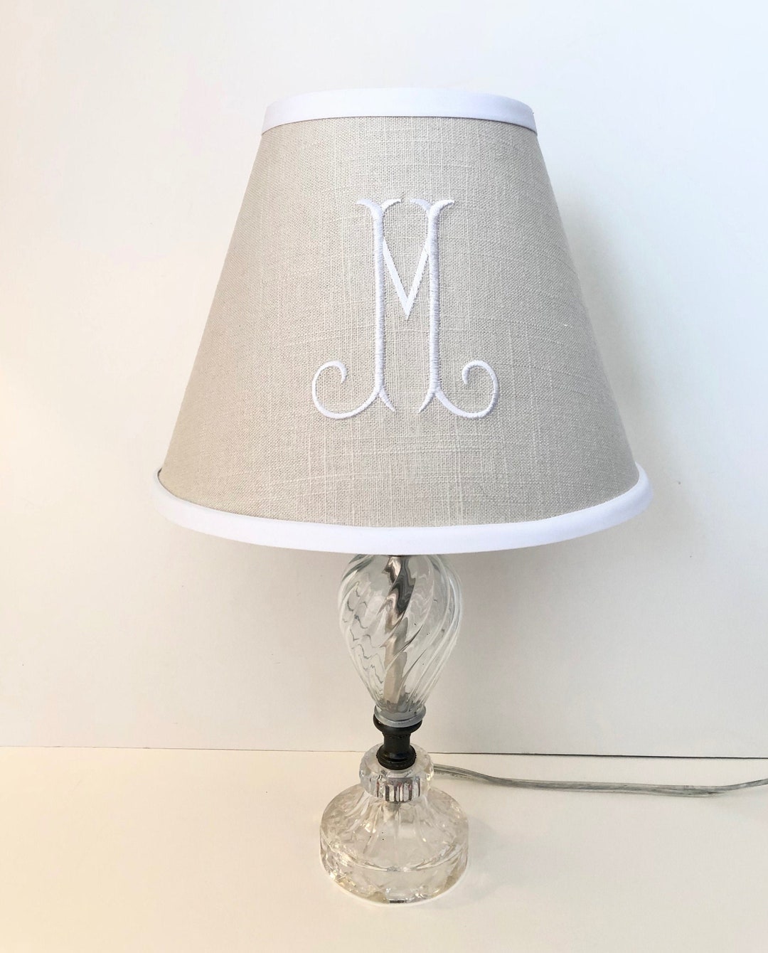 MADE TO ORDER Arabesque Linen Slub Monogrammed Lamp Shade (other Colors ...