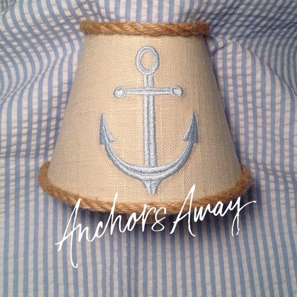 MADE TO ORDER Nautical Anchor Linen Night Light (Linen Slub Fabric, Brown Rope Trim, Choice of Anchor Color)