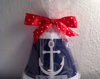 MADE TO ORDER Nautical Anchor Night Light Navy Blue Fabric (Trim and Anchor Color of your Choice)