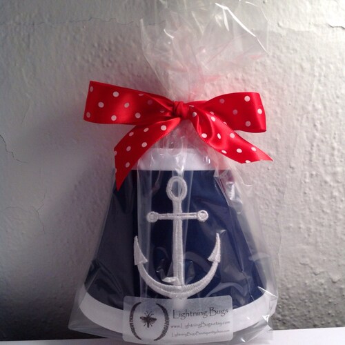 Nautische Anchor Night Light Navy Blue Fabric (Trim en Anker Kleur van uw keuze)
