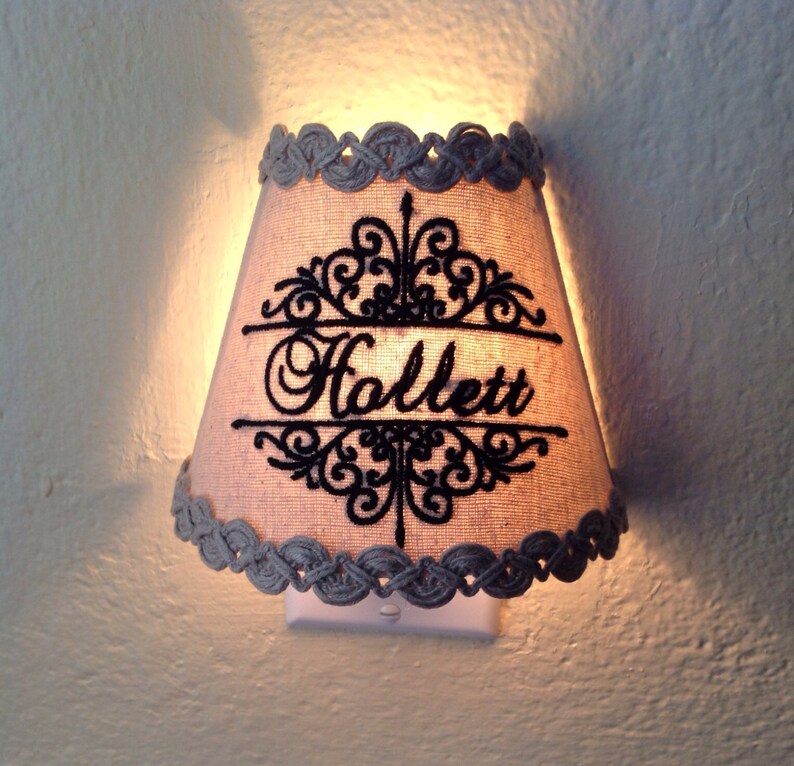 The Charleston Night Light Embroidered With Family Name Etsy