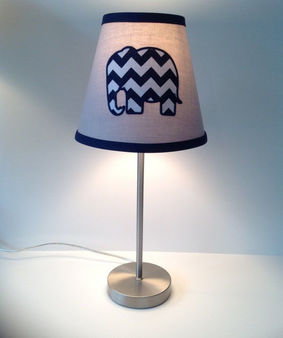 Applique Elephant Nursery Lamp Shade Gray Navy Blue Chevron Applique Elephant Nursery Lamp Shade