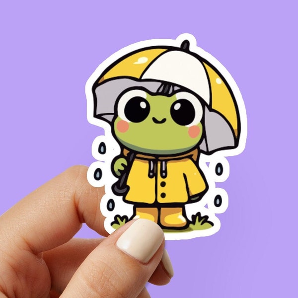 Rain Frog Sticker, Cute Frog Sticker, Frog Stickers, Water Bottle Sticker, Journal Sticker, Kawaii Sticker, Frog Decal, Laptop Decal