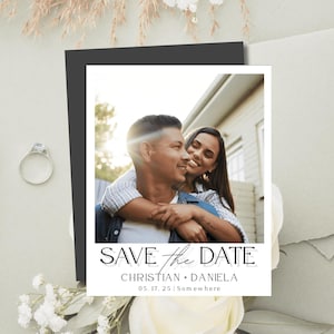 Imán personalizado con foto para guardar la fecha para boda, recuerdo de boda minimalista, tarjetas para guardar la fecha, imanes de boda modernos y sencillos, invitaciones para guardar la fecha.
