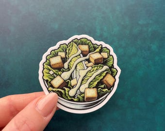 Caesar Salad Sticker Aesthetic Decor Tumblers Stickers Waterproof Decals Cute Gifts for Foodies Friends Gifts for Her Birthday Unique Gift