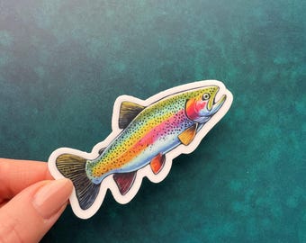 Rainbow Trout Fishing Stickers Vinyl Decals Fish Stickers Fishing Gifts for Him Cabin Decor Nature Sticker Waterproof Decals Tumbler Sticker