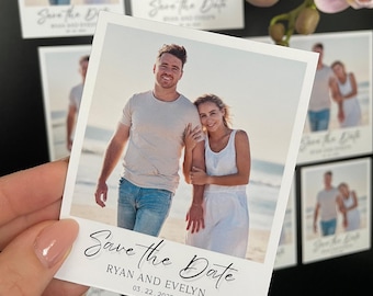 Personalisiertes Save the Date Magnet-Foto-Hochzeits-Einladungen, kundenspezifisches speichern unser Datum Kühlschrank-Hochzeitsmagnet-elegante Hochzeits-Save the Date-Karten