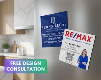 Business Magnets Custom Square Logo Scratch Resistant Business Branding Fridge Card Unique Small Business Real Estate Magnet Marketing Promo