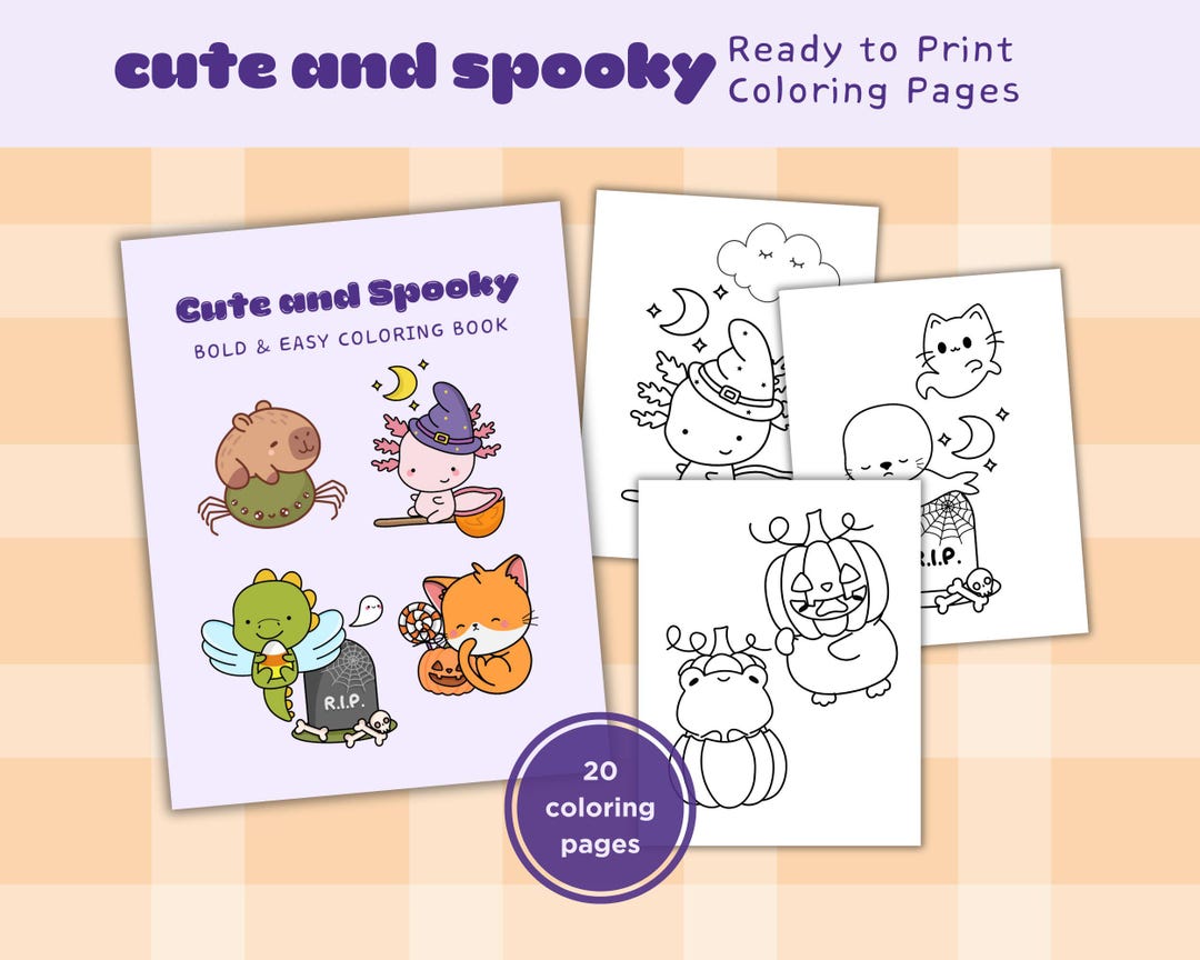 Bold and Easy Halloween Coloring Pages, Cute Spooky Kawaii Coloring