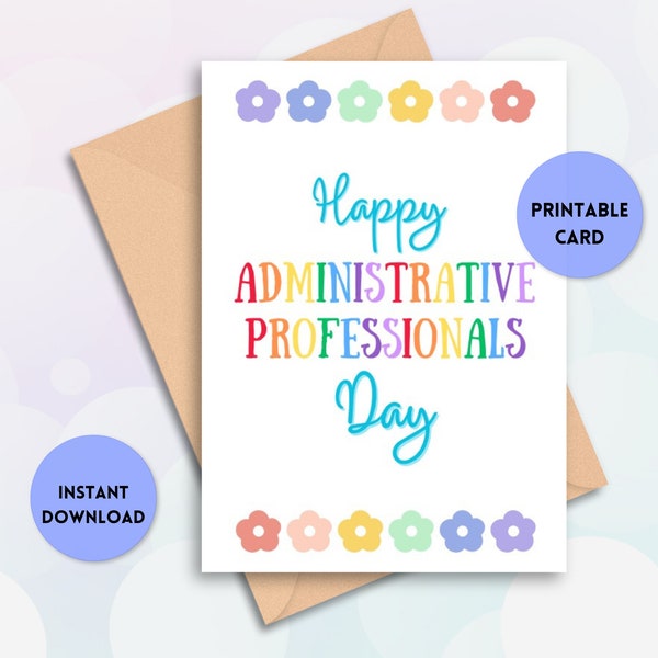 Administrative Professionals Day Card, Administrative Day Gift, Printable Gift for Admin, Printable Thank You Card, Secretary Gift