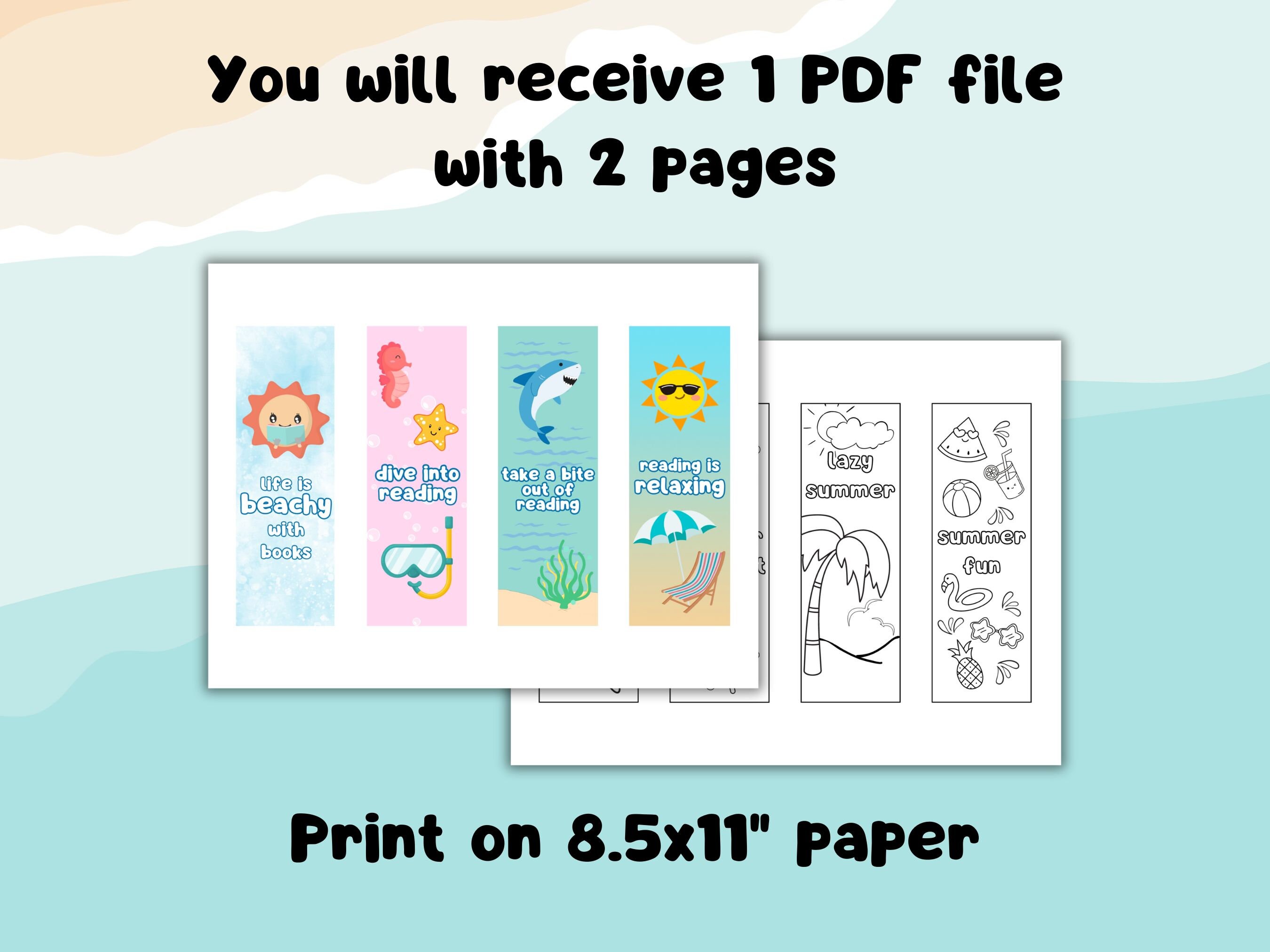 Bookmarks for Kids, Printable Summer Bookmarks, Summer Themed Bookmarks ...