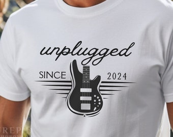 Retired Musician T-Shirt: 5-String Bass Guitar, Customizable Date