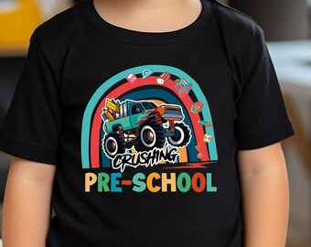 Ready To Crush Pre-School Shirt, Monster Truck Preschool Shirt,Toddler School Shirt, Toddler Boy Shirt,Pre K Kids Shirt,First Day Of School