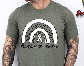 Lung Cancer Awareness Shirt,Rainbow Tee,Cancer Ribbon Shirt, Cancer Awareness Shirt, Motivational Shirt, Cancer Warrior Shirt, Cancer Shirt