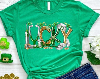 Nurse St Pattys Day Shirt,Nurse St Patricks Day Gift,Lucky Nurse Shirt,Nurse Shamrock Shirt, RN Nurse Shirt,Irish Nurse Clothing, Doctor Tee