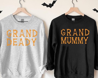 Grandparents Halloween Sweatshirt, Grand Mummy Sweater,Grand Deady Tee,Grandma Halloween Gift,Grandpa Halloween Shirt,Spooky Family Matching