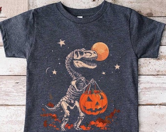 Dinosaur Skeleton Shirt,Halloween Kids Shirt,Toddler Halloween Shirt,T-Rex Shirt,Boy Fall Shirt,Spooky Baby Bodysuit,Spooky Toddler Gift Tee