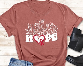Blood Cancer Awareness Shirt,Hope Shirt,Blood Cancer Shirt, Blood Cancer Awareness Tee, Red Ribbon,Cancer Warrior,Blood Cancer Fighter Gift