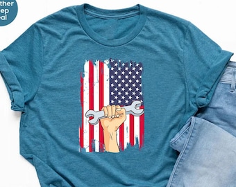 American Flag Shirt,Labor Day Shirt,Patriot Labor Day T-Shirt,Labor Day T-shirt,Laborer Gift,Happy Labor Day Outfit, Workers Day Shirt