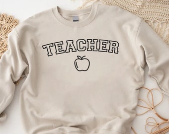 Sudadera bordada para profesor, sudadera para profesor, sudadera bordada, regalo para profesor, sudadera con mensaje "Vida docente", agradecimiento al profesor