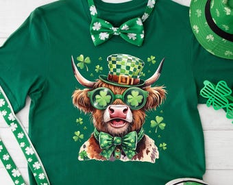 Cow St Patricks Day Shirt,St Pattys Day Gift,Lucky Highland Cow Shirt, Lucky Cow Shirt, Shamrock Shirt, Funny Cow Shirt,Lucky Heifer Shirt