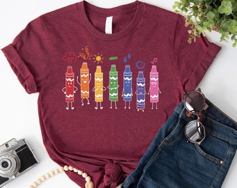 Cartoon Crayons Shirt, Funny School Shirt, Crayon Teacher Shirt, Teacher Shirt, Funny Shirt, New Teacher Gift, Teacher Life Shirt, Kids Gift