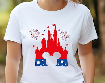 Disneyland Castle T-shirt,Mickey Mouse Shirt,Disney American Trip Shirt,Disney Mickey Shirt,Patriotic Mickey Tee,Mickey Independence Shirt