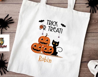 Custom Halloween Ghost Tote Bag,Trick Or Treat Bag,Personalized Candy Bag,Customize Trick or Treat  Bag,Kids Halloween Tote, Halloween Gift