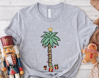 Christmas Palm Tree Shirt,Tropical Christmas Shirt,Christmas Shirt,Santa Beach Shirt,Tropical Xmas Gift, Florida Christmas Tee,Beach Aloha