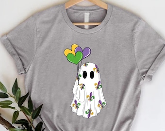 Mardi Gras Ghost Shirt, Carnival Ghost T-Shirt with Fleur De Lis Gift