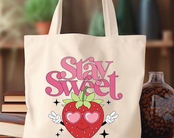 Cute Strawberry Tote Bag,Strawberry Tote Bag, Strawberry Lovers Gifts,Strawberry Festival Tote Bag, Eco Friendly Tote Bag,Gifts for Women