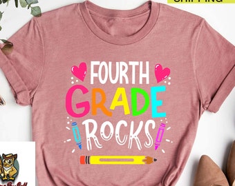 Fourth Grade Teacher Shirt,Gift for Teacher,4th Grade Rocks Shirt,Elementary Tshirt,Teacher Appreciation Gifts,Kids Back to School Shirt