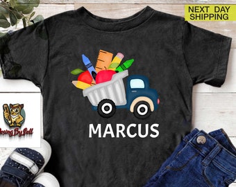 Custom School Kids Shirt,Kids Back to School, Boys School Shirt,Kindergarten Kids Shirt,Dump Truck Shirt, Personalized Toddler School Shirt