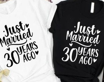Wedding Anniversary Matching Couples Shirt,Custom Just Married Ago Shirt,Just Married 20 Years Ago,30th Anniversary Gift,Anniversary Tshirt