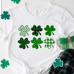 St Patricks Four Leaf Clover Shirt,Irish Gifts for Women,St Patricks Day Shirt, Shamrock Lucky Tee,  Leopard Clover Shirt,Shenanigans Shirt