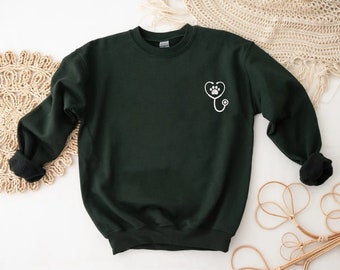 Veterinary Embroidered Sweatshirt, Stethoscope  Paw Sweatshirt, Vet Tech Gift, Veterinarian Sweatshirt, Vet Tech Sweater, Veterinarian Gift