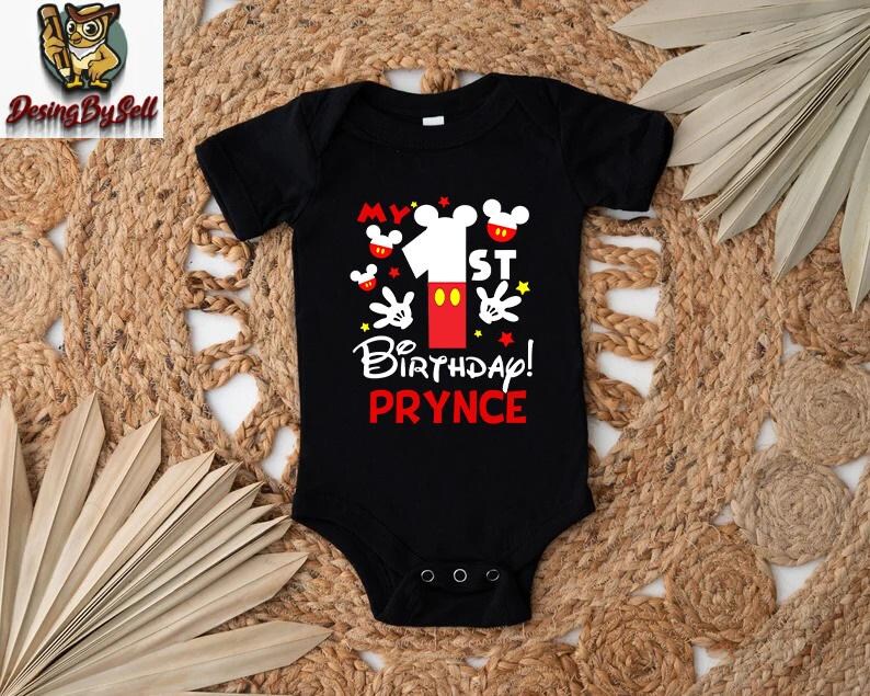 a black bodysuit with mickey mouse on it