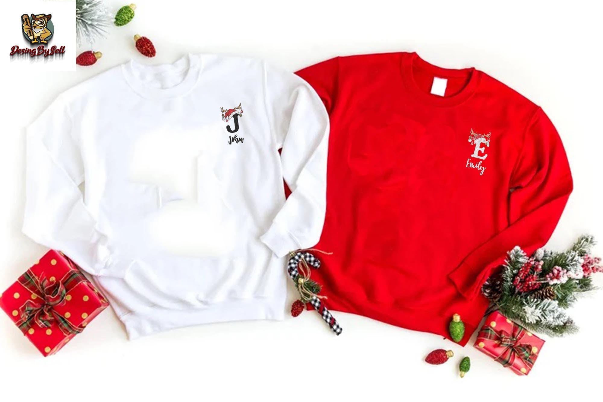 Christmas Embroidered Matching Sweatshirt,Custom Christmas Couple Tees, Christmas Family Embroidery Sweatshirt,Gift Couple for Christmas