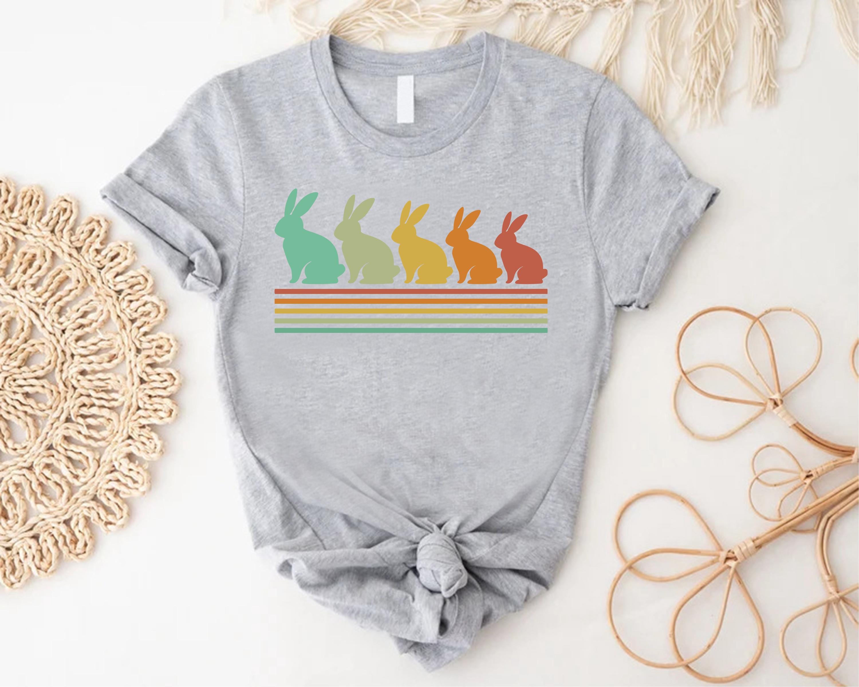 Retro Easter Rabbit Shirt, Easter Gift for Mom, Bunny Lover Gift, Rabbit Shirt Easter, Rabbit Lover Gift,Cute Bunny Shirt, Happy Easter Gift