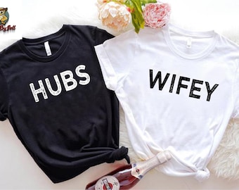 Wifey Hubbs T-shirt,Honeymoon Shirt,Couples Matching,Husband And Wife Tshirt,Wedding Party,Just Married Shirt,Newlywed Shirt,Anniversary Tee