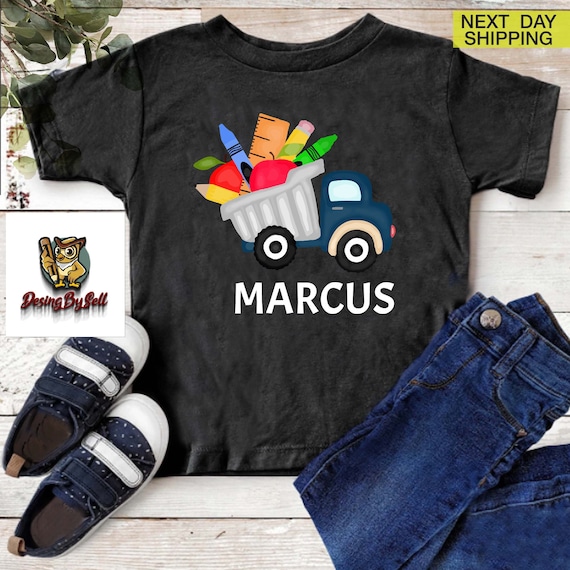 Custom School Kids Shirt,Kids Back to School, Boys School Shirt,Kindergarten Kids Shirt,Dump Truck Shirt, Personalized Toddler School Shirt