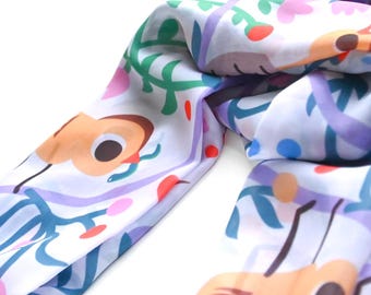Bird & Floral Scarf: Nature Lover Gift (55 inch)