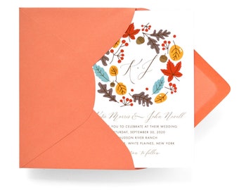 Fall Leaves Wedding Invitations Digital File