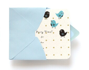 Party Birds Fill-in Party Invitation - Children's Birthday Party Invitation - Recycled Paper