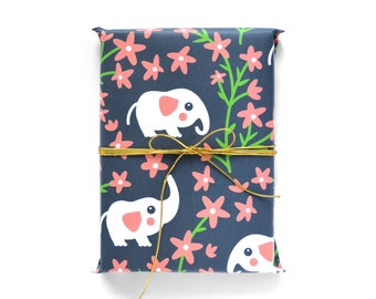 Little Elephants: Pink Wrapping Paper 3 Sheets - Choose Any 3