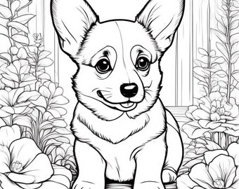 Cute puppy digital ready print coloring pages