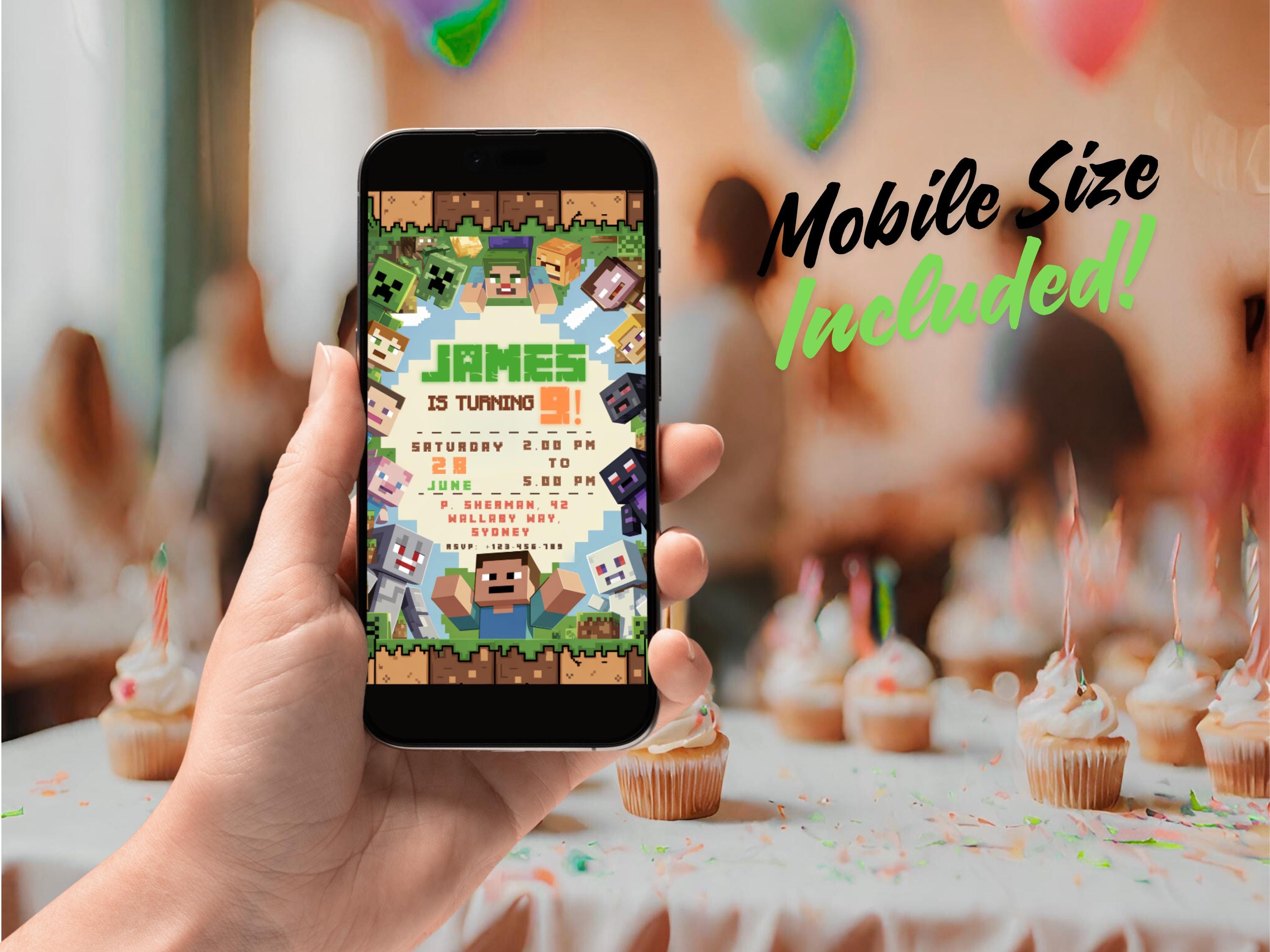 Editable Minecraft Birthday Invite