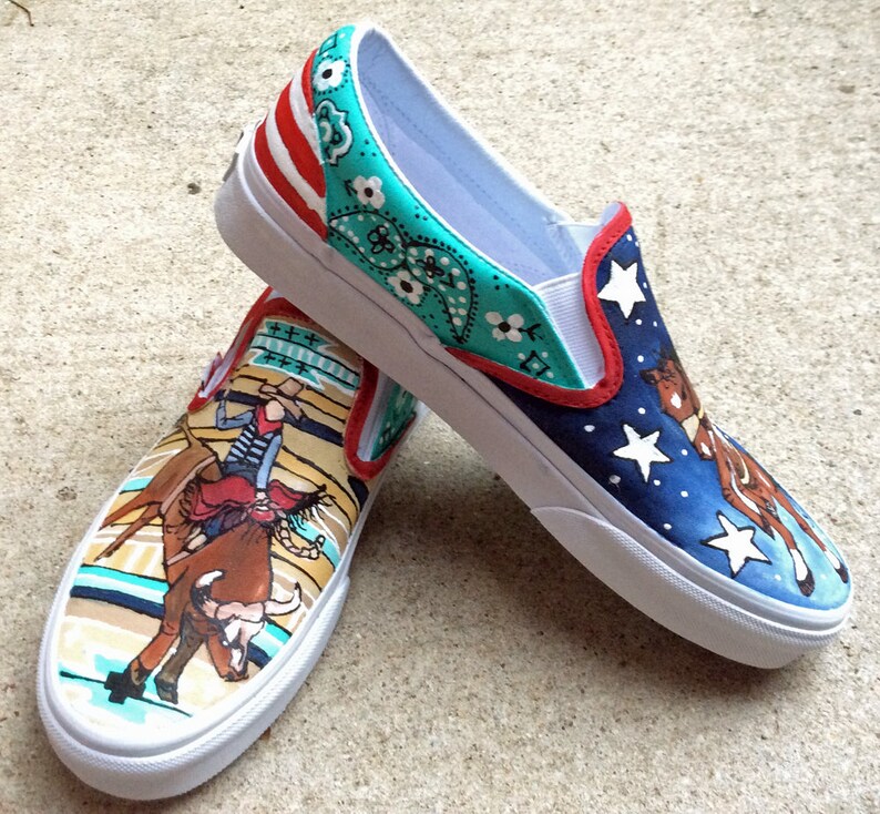 Custom VANS Hand Painted Western Rodeo Cowboy Shoes for Men Etsy