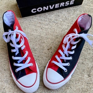 Red and Black Converse With White Laces Handpainted in 2-3 - Etsy